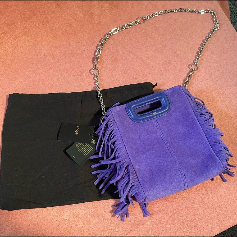 Maje Fringed Suede Mini bag Purple